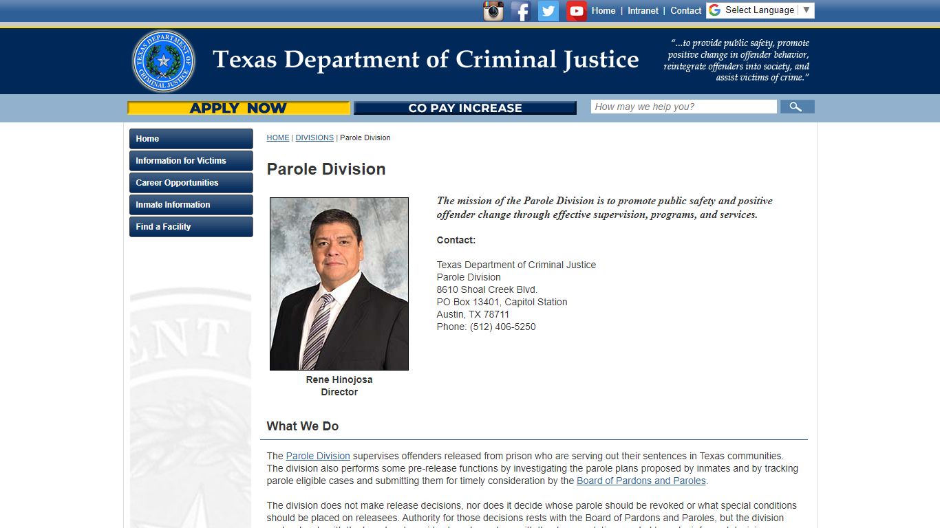 Parole Division - Texas Department of Criminal Justice